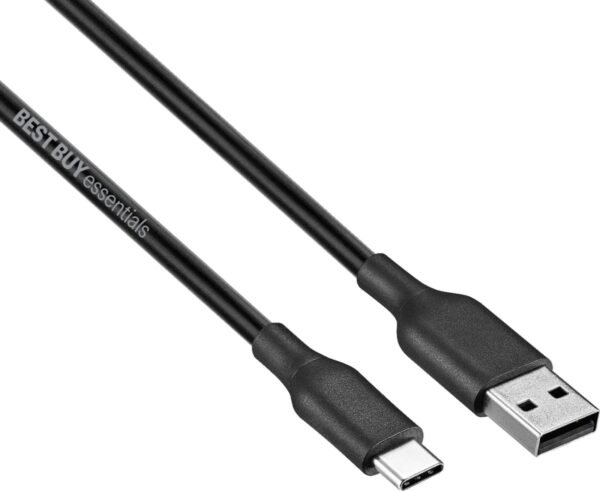 Best Buy essentials™ - 9' USB-A to USB-C Charge-and-Sync Cable - Black