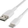 Belkin - BOOST↑CHARGE Braided USB-C to USB-A Cord 6.6ft for iPhone 16 Series, Samsung, Google Pixel 7 & 8, iPad Pro & More - White